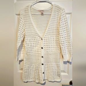 DKNY | White knit cardigan sweater